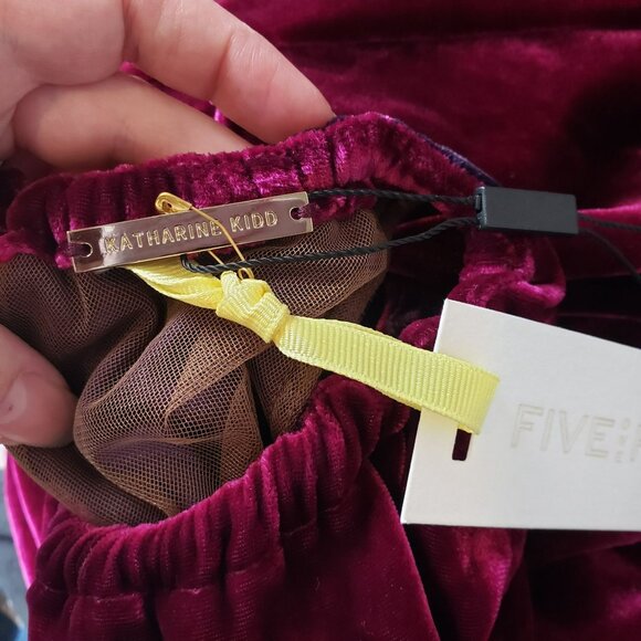 Katharine Kidd Burgundy Red Velvet Sleeveless Halter Midi Holiday Party Dress - Picture 8 of 16